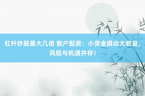 杠杆炒股最大几倍 散户配资：小资金撬动大收益，风险与机遇并存！