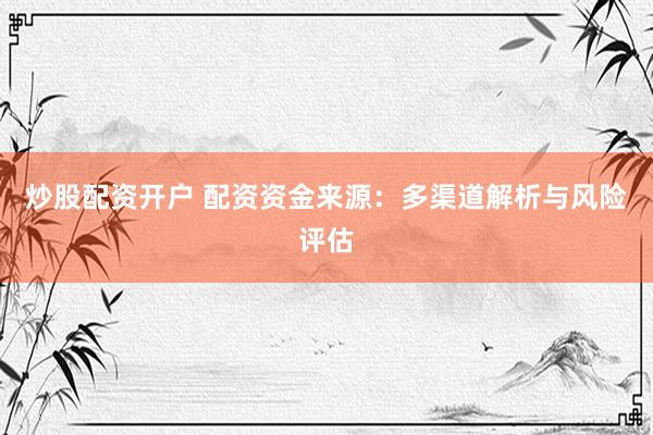 炒股配资开户 配资资金来源：多渠道解析与风险评估