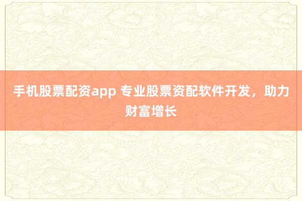 手机股票配资app 专业股票资配软件开发，助力财富增长