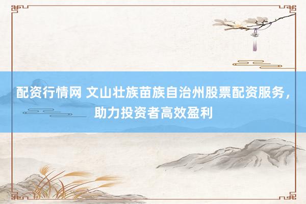 配资行情网 文山壮族苗族自治州股票配资服务，助力投资者高效盈利