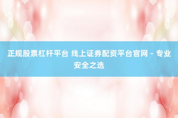 正规股票杠杆平台 线上证券配资平台官网 - 专业安全之选