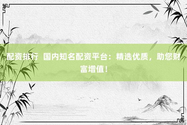 配资排行  国内知名配资平台：精选优质，助您财富增值！