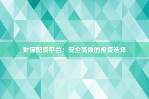 财猫配资平台：安全高效的投资选择
