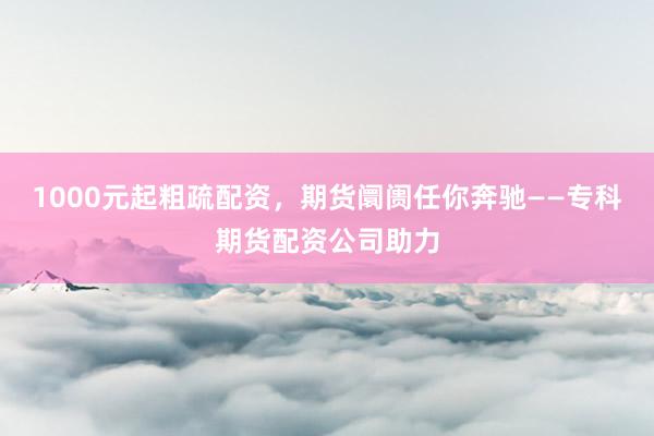 1000元起粗疏配资，期货阛阓任你奔驰——专科期货配资公司助力