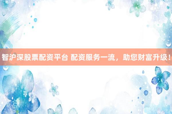 智沪深股票配资平台 配资服务一流，助您财富升级！