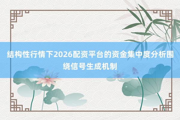 结构性行情下2026配资平台的资金集中度分析围绕信号生成机制