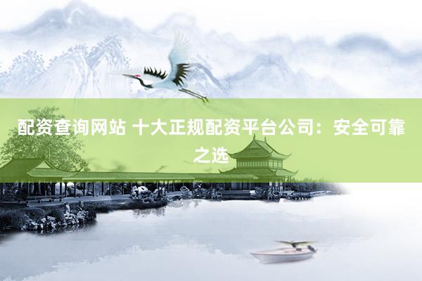 配资查询网站 十大正规配资平台公司：安全可靠之选